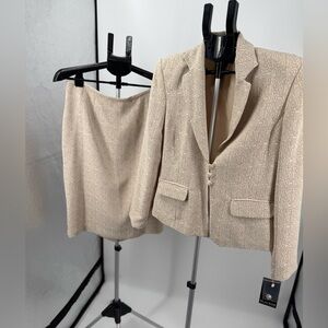 Blacker Skirt Suit by Stanley Blacker Church Business lined beige 12 NWT